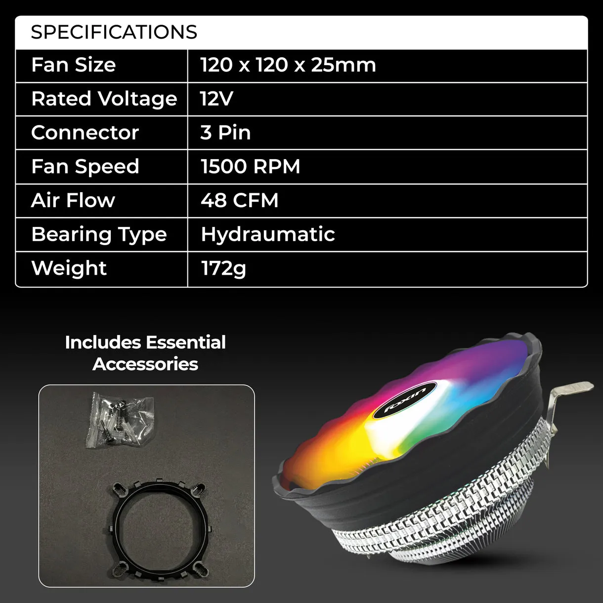 Foxin CPU Fan For Intel and AMD Socket 120mm RGB FCF 002 view 5